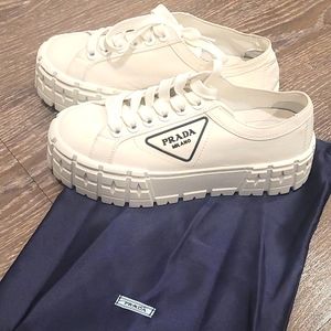 White prada shoes 6/6.5 US or 36 Europe size. Platform sneakers